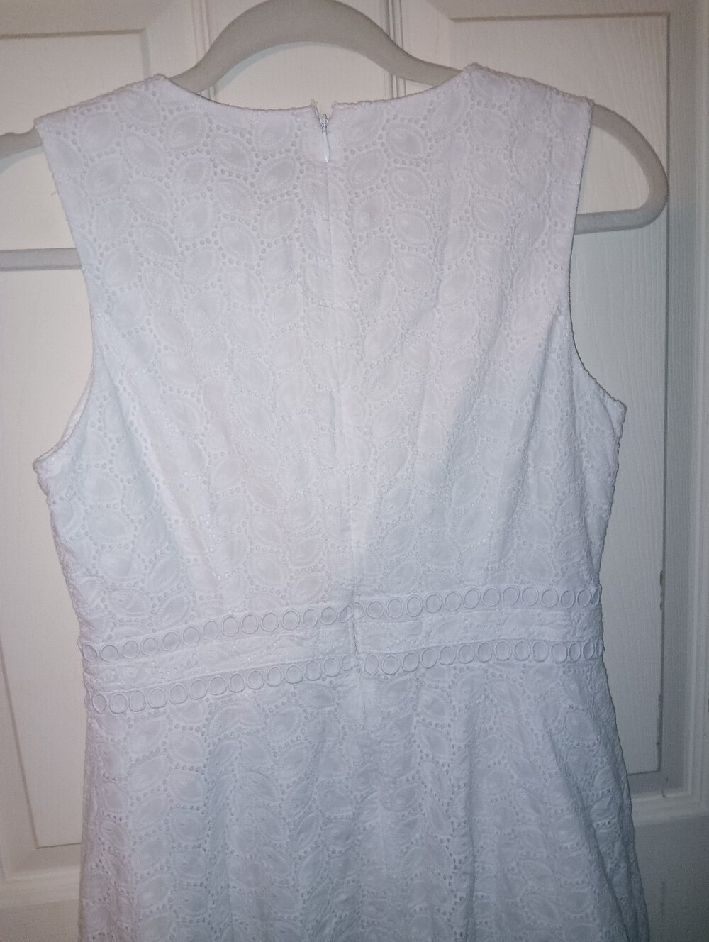 Calvin Klein White Sleeveless Lace Fit-and-Flare Dress - Picture 6 of 6